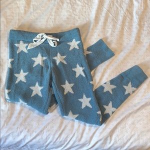Blue and White Star Plush Pajama Pants